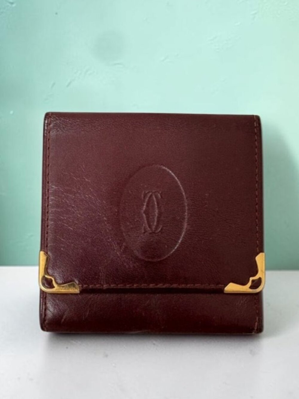 Cartier Burgundy Leather Coin Wallet